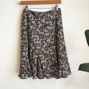 VTG Y2K Jones New York 100% Silk Flare Skirt Size 4 Floral Fairy Grunge Whimsy